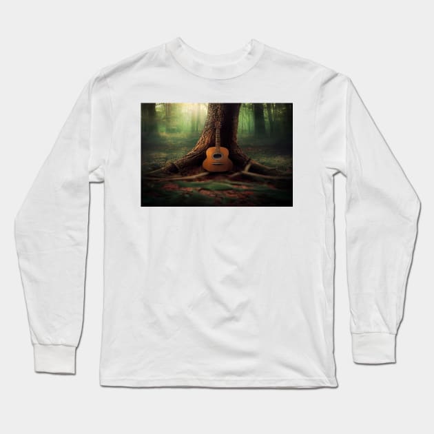 Acoustic Guitar Tree Of Life / Unwind Art Work Design Long Sleeve T-Shirt by Unwind-Art-Work